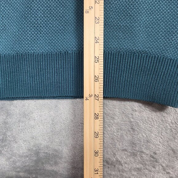 LL Bean Sweater Mens Large Teal Coolmax Blend Performance Birdseye Crewneck - Picture 7 of 7